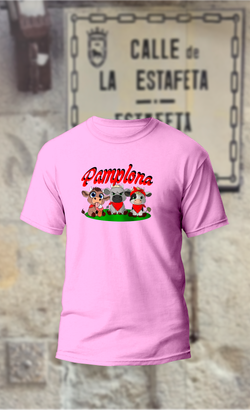Camiseta 3 toritos con texto Pamplona