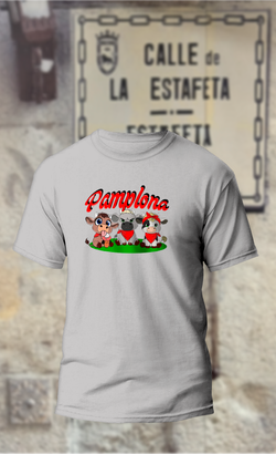 Camiseta 3 toritos con texto Pamplona