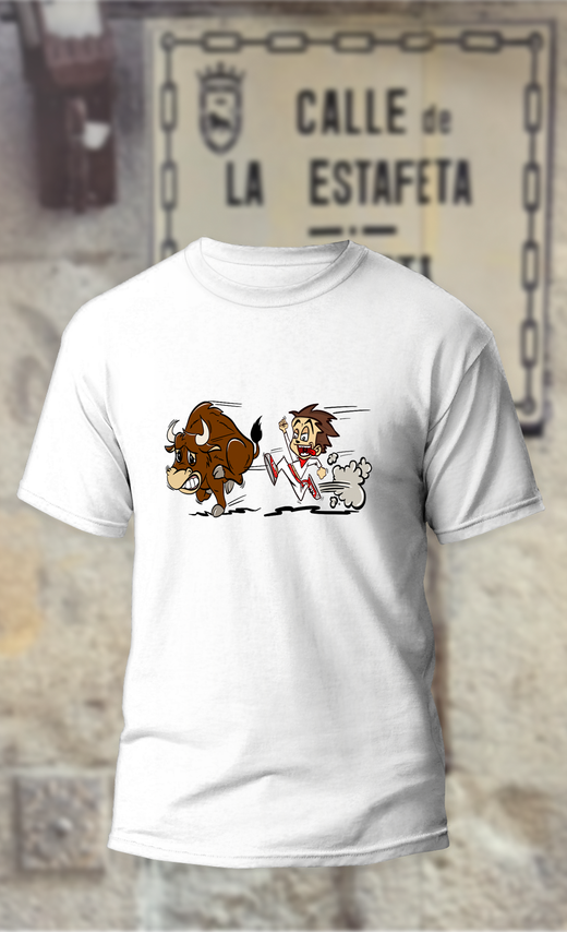 Camiseta corredor niño corriendo detras del toro