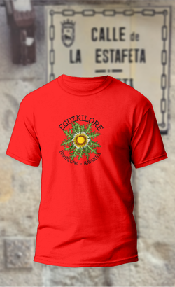 Camiseta eguzkilore con texto Pamplona-Navarra