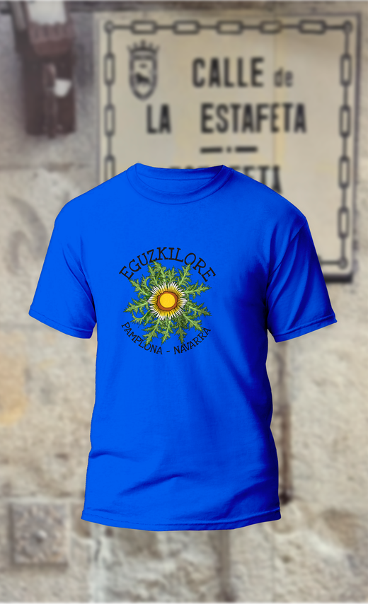 Camiseta eguzkilore con texto Pamplona-Navarra