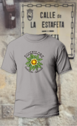 Camiseta eguzkilore con texto Pamplona-Navarra