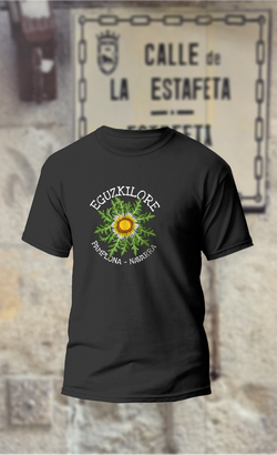 Camiseta eguzkilore con texto Pamplona-Navarra