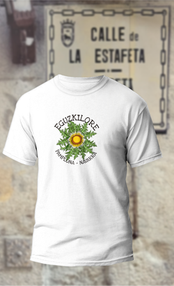 Camiseta eguzkilore con texto Pamplona-Navarra