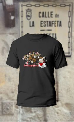 Camiseta Encierro toro martillo con corredores en la valla
