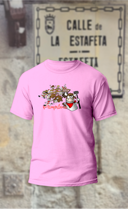 Camiseta Encierro toro martillo con corredores en la valla
