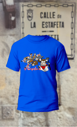 Camiseta Encierro toro martillo con corredores en la valla