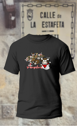 Camiseta Encierro toro martillo con corredores en la valla
