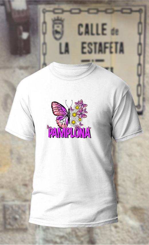 Camiseta mariposa morada Pamplona