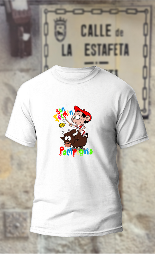 Camiseta niño Pamplonica encima del toro