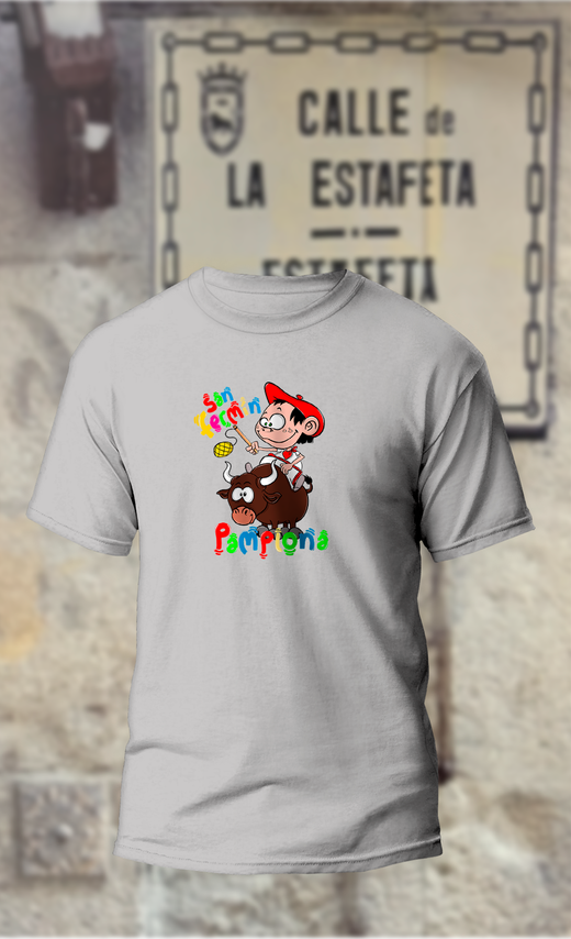 Camiseta niño Pamplonica encima del toro