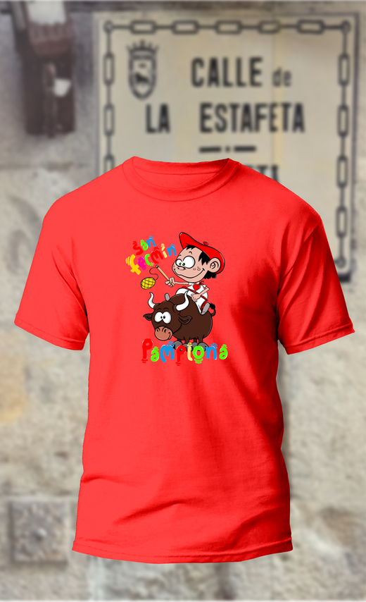 Camiseta niño Pamplonica encima del toro