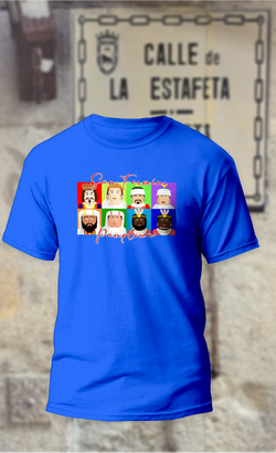 Camiseta con la cara gigantes de Pamplona cuadros de colores