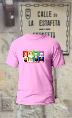 Camiseta con la cara gigantes de Pamplona cuadros de colores