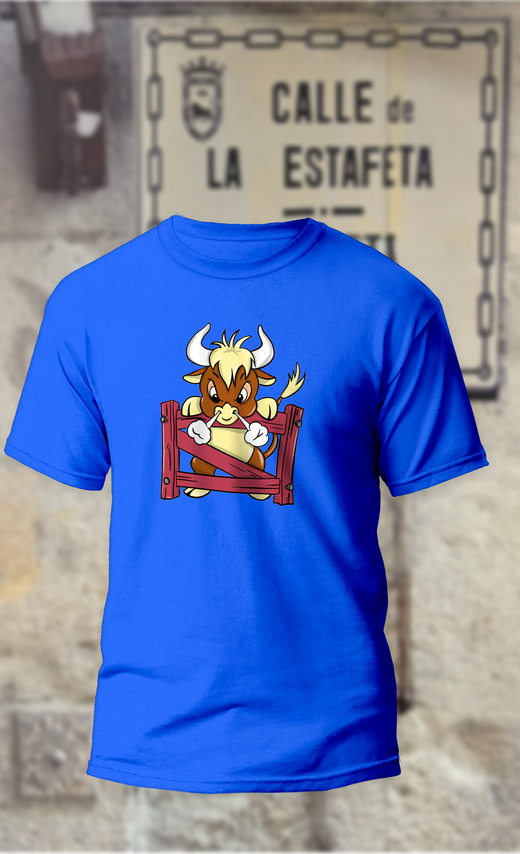 Camiseta torito enfadado detras del vallado