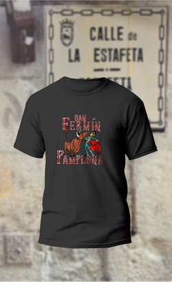 Camiseta toro y torero, San Fermín. Pamplona