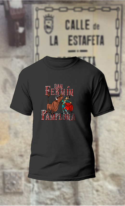Camiseta toro y torero, San Fermín. Pamplona