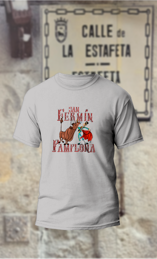 Camiseta toro y torero, San Fermín. Pamplona