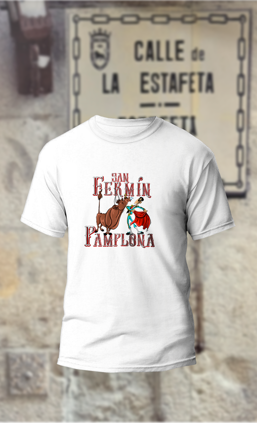 Camiseta toro y torero, San Fermín. Pamplona