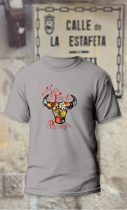 Camiseta Toros flores San Fermin Pamplona