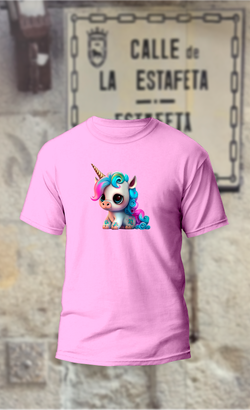 Camiseta unicornio flequillo rosa