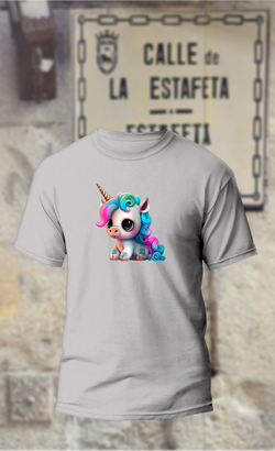 Camiseta unicornio flequillo rosa