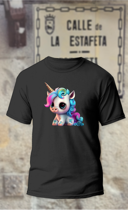 Camiseta unicornio flequillo rosa
