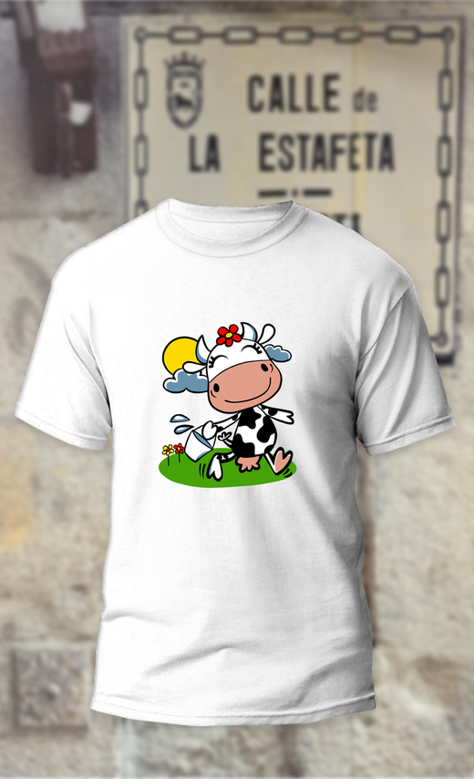 Camiseta vaquita feliz con el cubo
