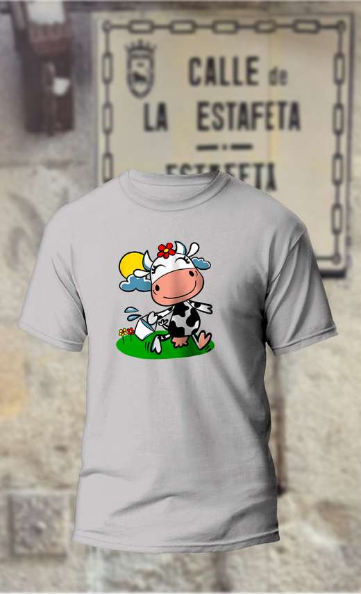 Camiseta vaquita feliz con el cubo