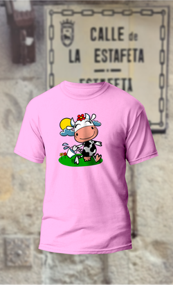 Camiseta vaquita feliz con el cubo