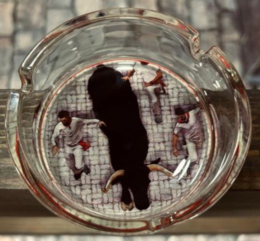 Cenicero Cristal Encierro Toro Negro