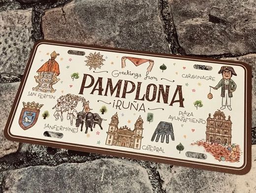 Placa Pamplona Ilustrada (15cmx30cm)