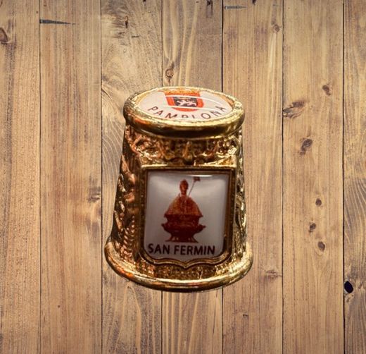 Dedal San Fermín y escudo Pamplona dorado