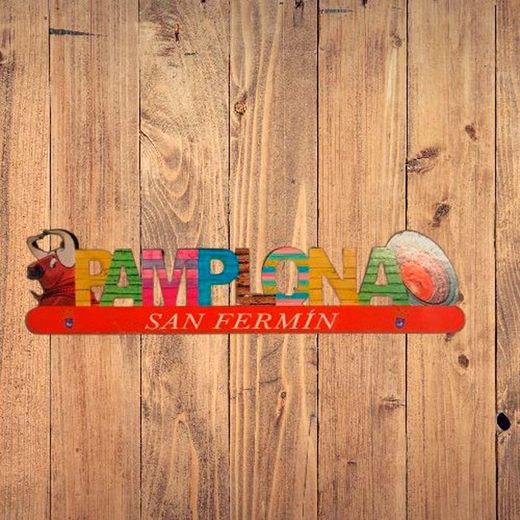 Imán letras Pamplona madera