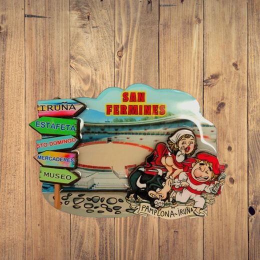 Imán con ilustracion divertida de san fermines