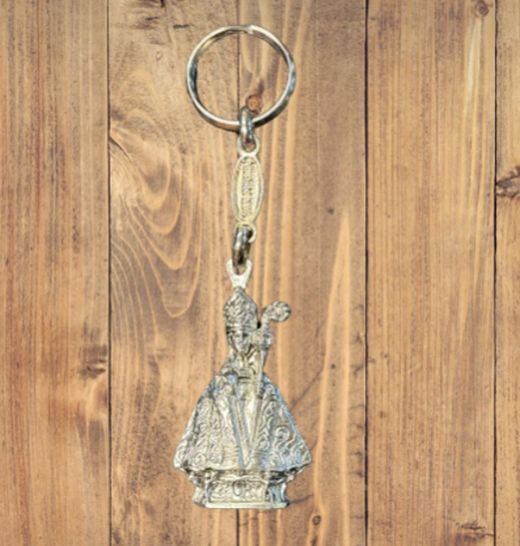 Llavero Figura San Fermín Plateado