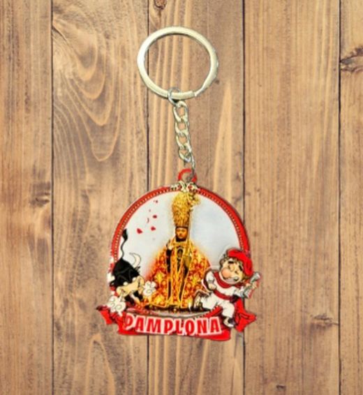 Llavero Pamplona San Fermin, toro, corredor rojo