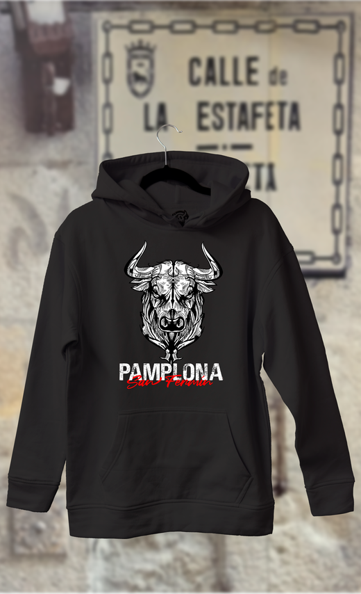 Sudadera cabeza de toro blanca y negra