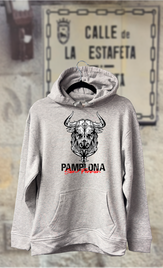 Sudadera cabeza de toro blanca y negra
