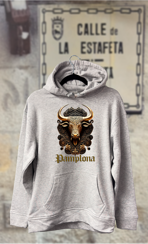 Sudadera cabeza de toro dorada medieval