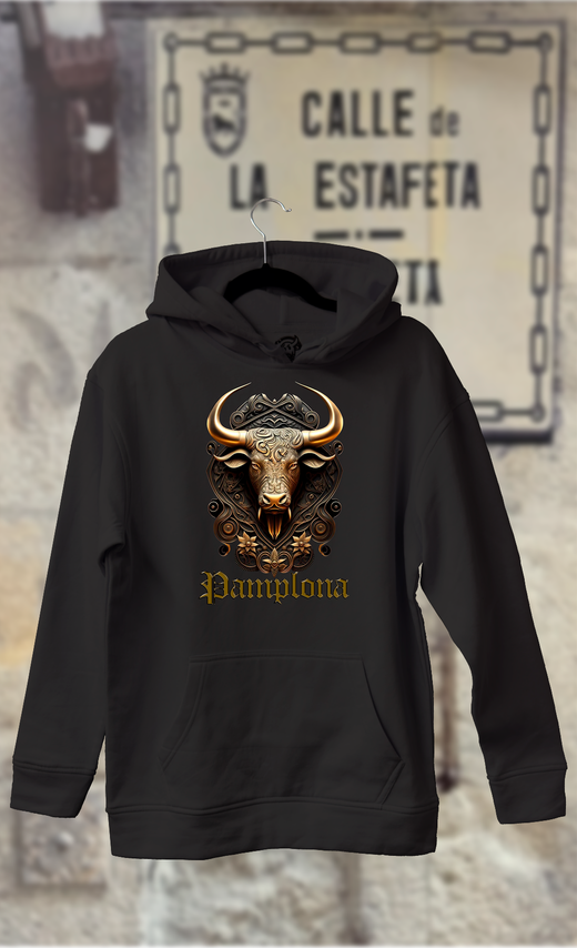 Sudadera cabeza de toro dorada medieval