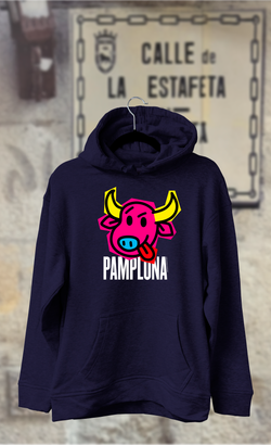 Sudadera cabeza de toro rosa