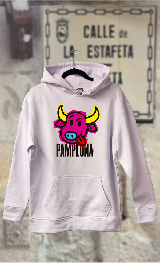 Sudadera cabeza de toro rosa