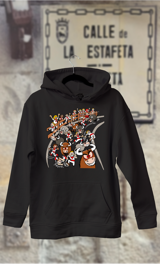 Sudadera caricatura encierro San Fermín