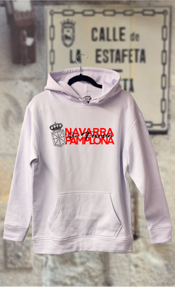 Sudadera escudo de Navarra transparente y texto Navarra Pamplona