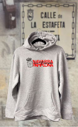 Sudadera escudo de Navarra transparente y texto Navarra Pamplona