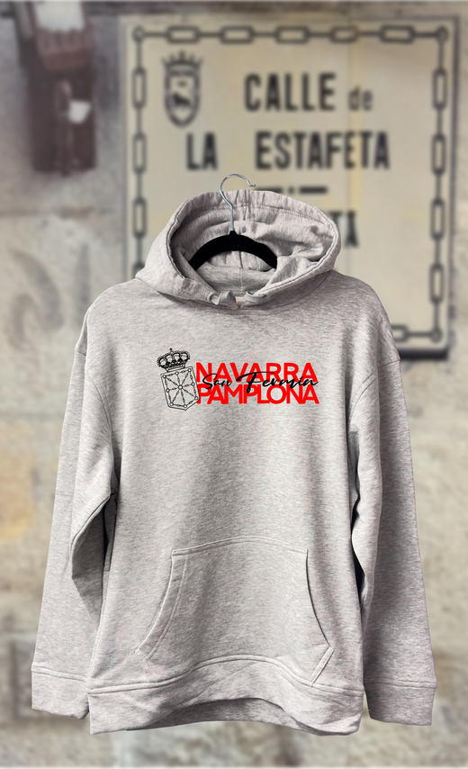 Sudadera escudo de Navarra transparente y texto Navarra Pamplona