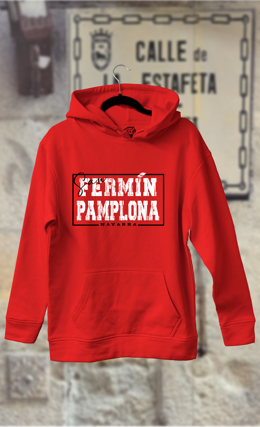Sudadera letrero en blanco San Fermin Pamplona