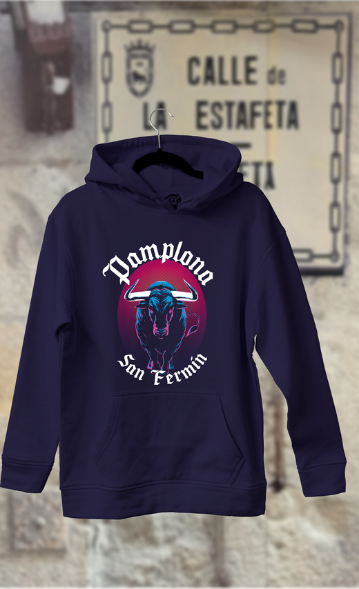 Sudadera toro con sombras rosas y azules