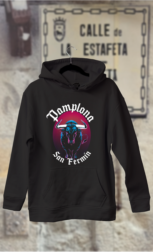 Sudadera toro con sombras rosas y azules